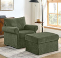 35.82" Accent Chair with Ottoman Set,Upholstered Living Room Chairs for Reading Chair with Chaise Lounge Chairs Indoor, Comfortable Armchair for Bedroom (Green, 35.82")