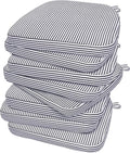 AAAAAcessories D-Shaped Chair Cushions, Featuring Ties and Removable, Machine-Washable Cover, 2'' Thick Seat Pads for Kitchen and Dining Rooms, 17'' x 16'', Set of 8, Pinstripe Dark Gray