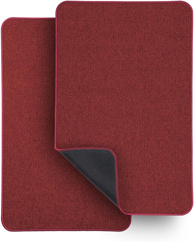 Christmas Bath Mat,Ultra Thin Bathroom Rugs,Bath Mats for Bathroom,No Slip Bath Rugs,Quick Dry,Machine Washable,Low Pile,Absorbent,Shower Outside,Sink,Home Decor Accessories.Red,1'5"x2'3"(2 Pack)