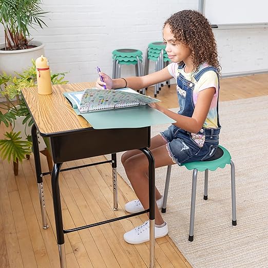 ECR4Kids Daisy Stackable Stool Set, Flexible Seating, Seafoam, 8-Piece