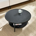 Saint Mossi Black Wood Coffee Table for Living Room, Mid Century Modern Round Coffee Table, 2-Tier Center Table for Small Space, Black, W31xH15