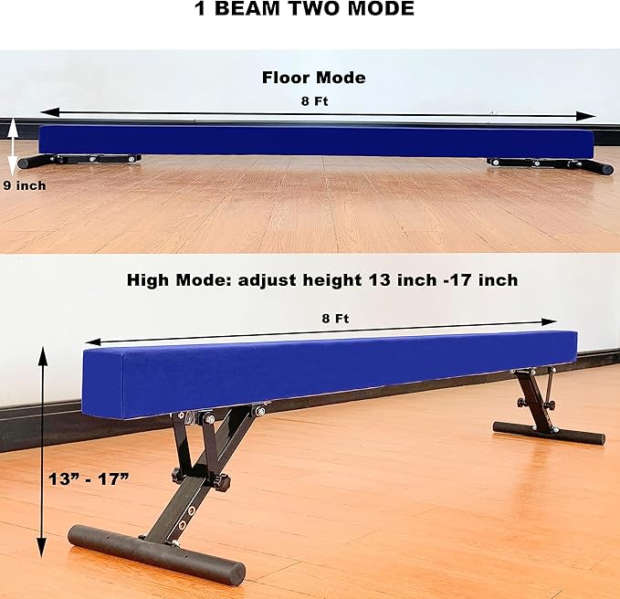 MARFULA Adjustable Balance Beam 8 ft Gymnastic Beam Adjustable Height for Kids and Teenage of All Gymnastic Levels, Gymnastic Training Beam Gymnastic Equipment for Athlete Home and Gym Club Use