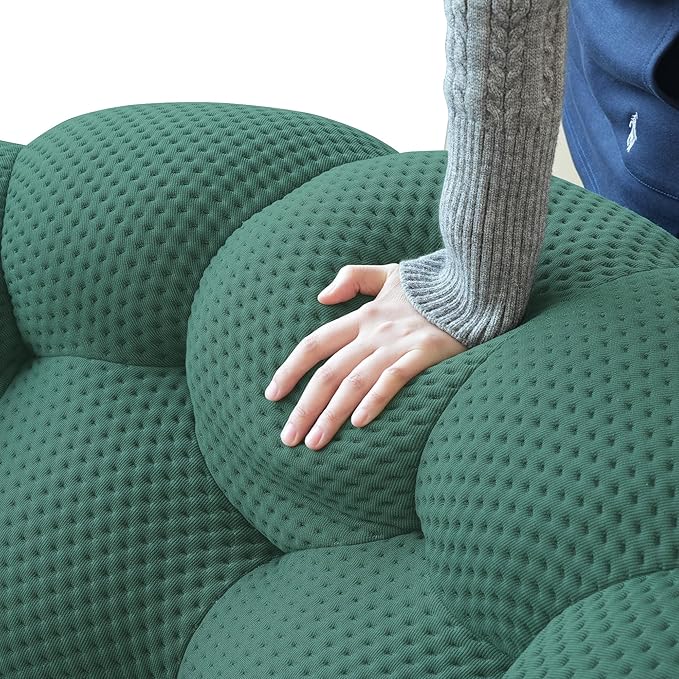 WJShome Modular Sectional Sofa,Bubble Couch Set,1 Seater+ Ottoman,Modern Upholstered Bean Bag Sofa Couch Mesh Fabric Lazy Floor Chair Living Roon Sets (Green)