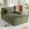 Oversized Chaise Lounge Sofa Chair Indoor，Soft Corduroy Fabric, Boneless sofawith Cushion，A Comfortable, deep-Seated Cloud Sofa for use in The Living Room.(Singler-Right-arm-Green)