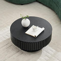 31.49'' Nesting Round Wood Coffee Table with Storage for Apartment, Modern Living Room Coffee Table with Sturdy Pedestal (Black, Ø31.49 x 13.77 with Storage)