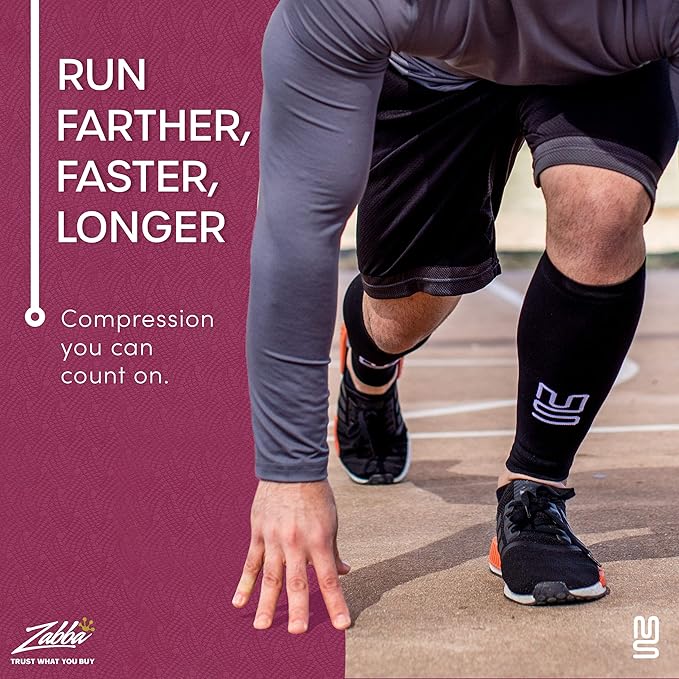 Modetro Sports Calf Compression Sleeves - Leg Sleeves for Men and Women - Shin Splint Relief Support Brace Running Flights