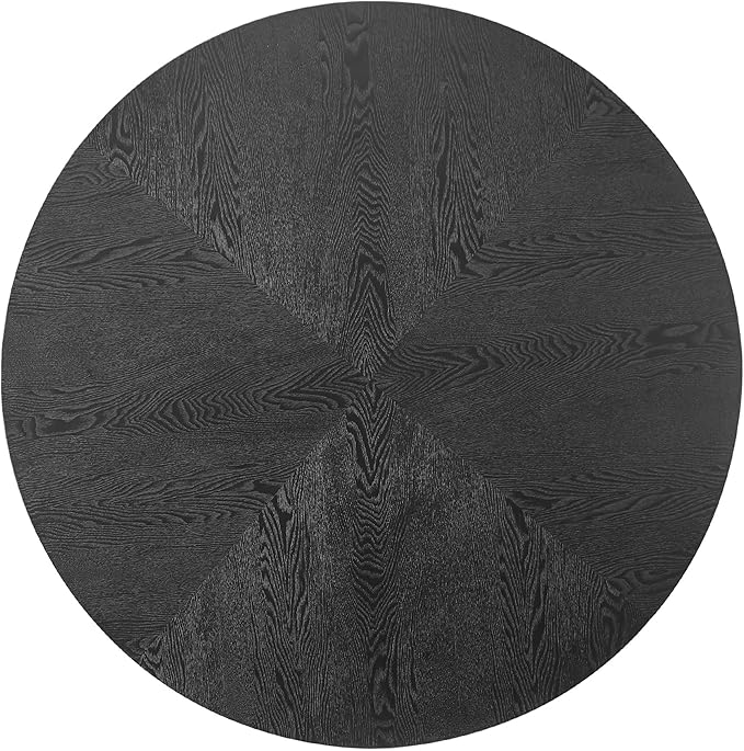 HKQYON Round MDF Tea Table, Cross Legs Metal Base, Easy to Assemble, Black Color for Home Living Room
