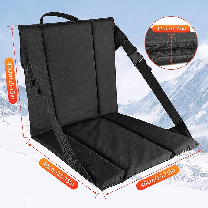 CAMPHILL 2PCS Portable Stadium Seat Cushion for Bleachers,Folding Lightweight Seat with Backrest,Adjustable Straps,Ideal for Camping,Hiking,Sports Events,Outdoor Concerts
