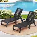 LUE BONA Outdoor Chaise Lounge Chairs Set of 2, HDPS Lounge Chair, 5 Positions Adjustable Pool Lounge Chairs, Patio Furniture Sets with Wheels for Poolside, Hotel, Restaurant, 3 Year Warranty, Black