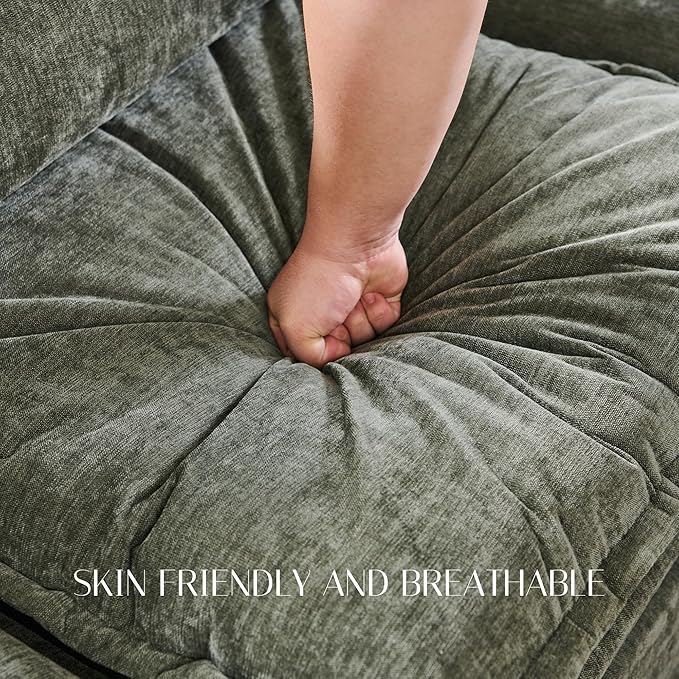 85.83" Sectional Couches for Living Room, Cloud Couch Sectional with Large Storage Ottoman, U-Shape Modular Sectional Sofa with 5 Seater Chenille Sofa and Pillow for Apartment, Bedroom, Green