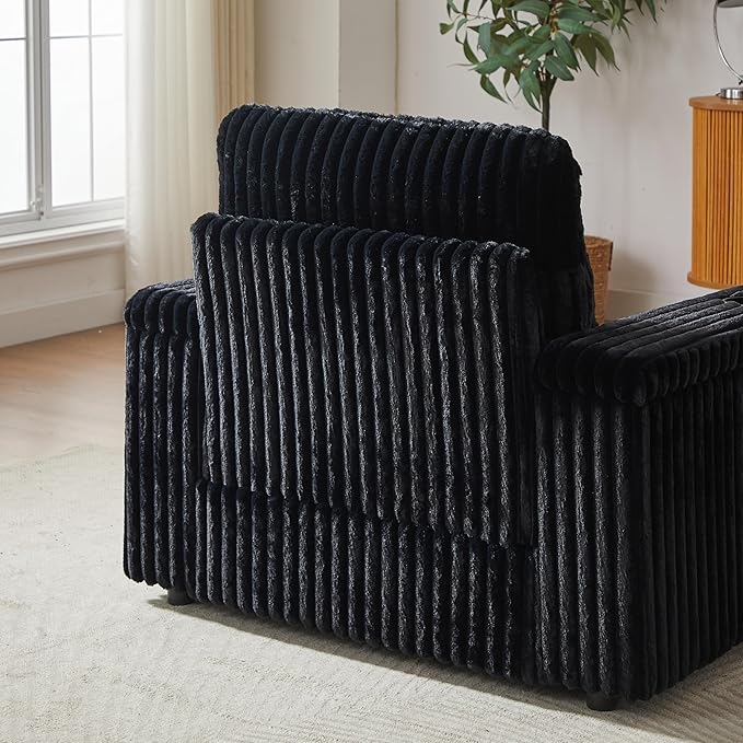 Eafurn 42.5" Oversized Accent Chair with Storage Ottoman Convertible Chaise Lounge, Corduroy Cloud Sofa Chair w/Cupholders, Modern Extra Wide Armchair