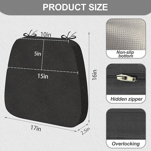17'' x 16'' x 2.5"Thick Chair Cushions for Dining Chairs, 4 Pack WaterProof Easy Clean Kitchen Chair Pads with Ties and Non-Slip Backing - 30D High Elastic Foam Soft Kitchen Chair Cushions
