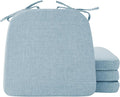Ruqmuis Chair Cushions for Dining Chairs, 2" Thick Seat Cushions for Kitchen Chairs, D-Shaped Chair Pads with Washable Cover, Ties and Non Slip Backing, 17'' x 16'', Set of 4, Light Blue