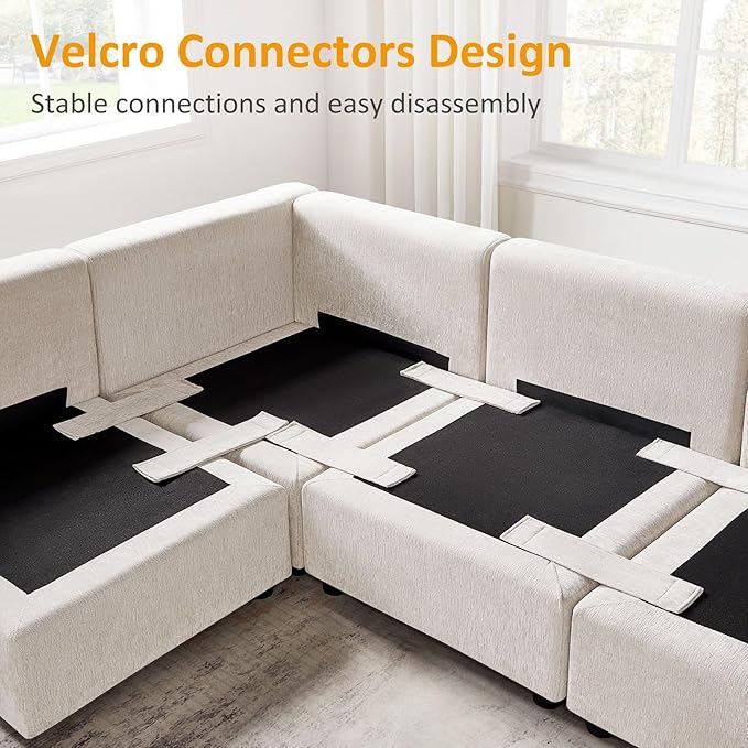 VANOMi Modern Upholstered Middle Module for Modular Sectional,Sectional Sofa Couch Accent Armless Chair, Chenille