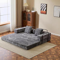 77" Convertible Foldable Floor Couch, 3-Seat Futon Sleeper Sofa for Living Room, Bedroom, or Apartment, with Pillow Backrest and Armrests, Chenille Fabric, No Assembly Required, Dark Grey