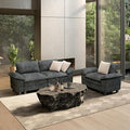 HERA'S HOUSE 2 Pieces Modular Sectional Sofa Sets, Oversized Couch Set with Loveseat and Armchair, Comfy Cloud Couches with Throw Pillows, 3-Seater Deep Seat Sofa for Living Room, Chenille Blue