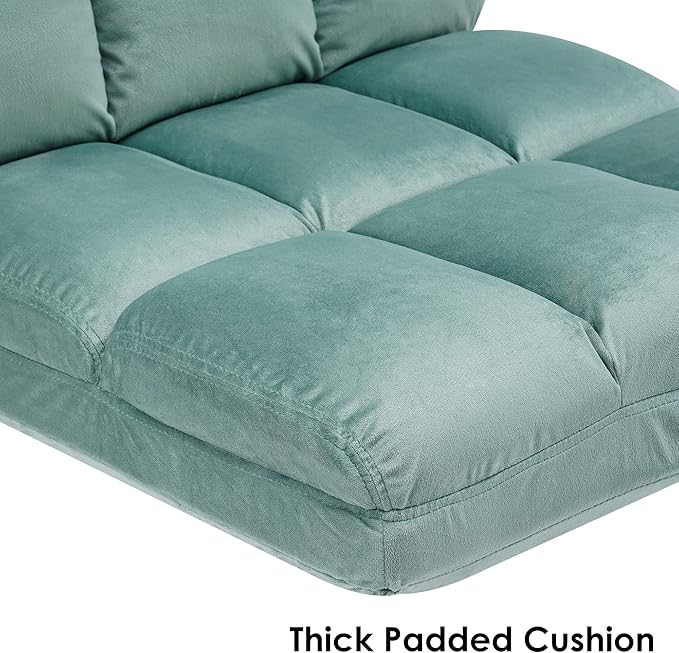 MCombo Velvet Accent Chair with Ottoman Set, Modern Armless Chair for Living Room, Bedroom, Small Space 0014 (Velvet, Light Green)