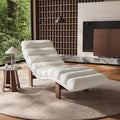 Modern Chaise Lounge Chair with Wooden Legs, Armless, Comfortable Upholstered Seat – Perfect for Living Room, Bedroom, or Office
