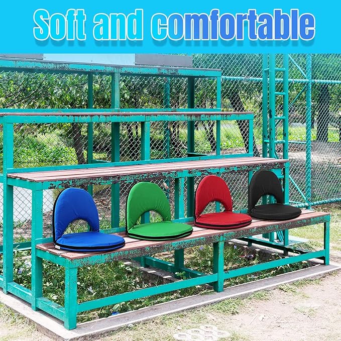 Maitys Stadium Seats for Bleachers with Back Support and Cushion Pad Folding Bleacher Seat with Backrest Wide Padded Elementary School Classroom Floor Chairs, 5 Reclining Positions