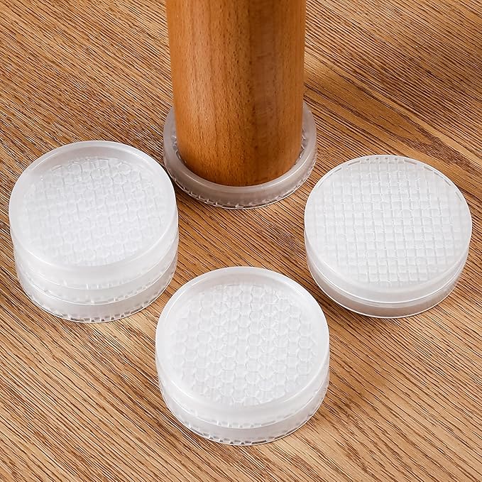 GAGUIUP Clear Non Slip Furniture Pads - 2.5" Anti Slide Caster Cups, 8PCS Round Furniture Coasters for Hardwood floors & Carpet, Wood Floor Protectors for Furniture Leg, Table Chair Couch Bed Stoppers