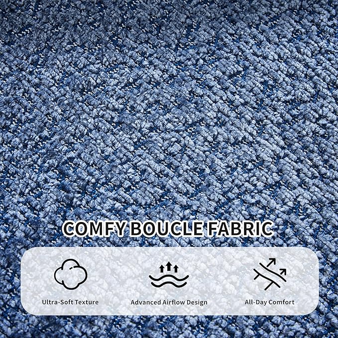 Opiesit 124" Oversized Boneless Couches for Living Room, Sectional Curved Sofa with 7 Pillows, L-Shape Boneless Couch with Deep Seat, High-Density Memory Foam, No Assembly Required, Chenille (Blue)