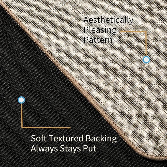 RccugmatS Chair Mat for Hardwood Floor, 47" x 52" Heavy Duty Office Chair Mat for Rolling Chairs, Anti Slip, Non-Curve, Floor Protector for Home Office, Beige Linen