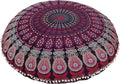 Shubhlaxmifashion Large 32" Round Pillow Cover, Decorative Mandala Pillow Sham, Indian Bohemian Ottoman Poufs, Pom Pom Pillow Cases, Outdoor Cushion Cover,