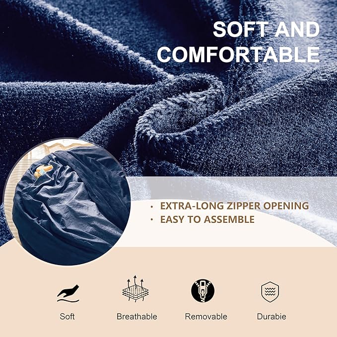 Bean Bag Chair for Adults, Floor Bean Bags Offers Ample Space for Adults,Memory Foam Giant Bean Bags,Lounger Versatile Design Suits Any Room,Movie Nights,Reading(Blue,6FT)