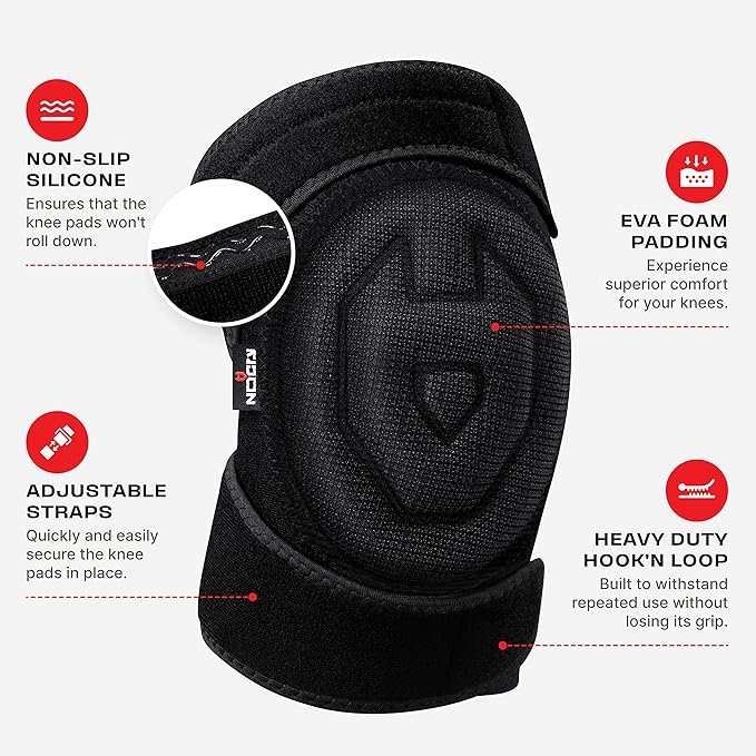 NoCry Gardening Knee Pads for Women & Men with Soft Foam Cushion and Adjustable, Easy-to-Use Non-Slip Straps — Durable, Lightweight Design — Perfect for Gardening or Cleaning Floors