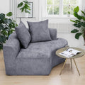 L Shaped Single Sofa, Modern Comfy Chenille Fabric Loveseat Couch, No Assembly Required Small Couch with Deep Seat, 2 Pillows for Living Room, Apartment, Bedroom