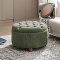 WUTUTUEE 30Inch Round Storage Ottoman with Tray, Modern Tufted Circle Coffee Table with Storage, Upholstered Ottoman with Removable Top for Living Room, Bedroom, Chenille Green