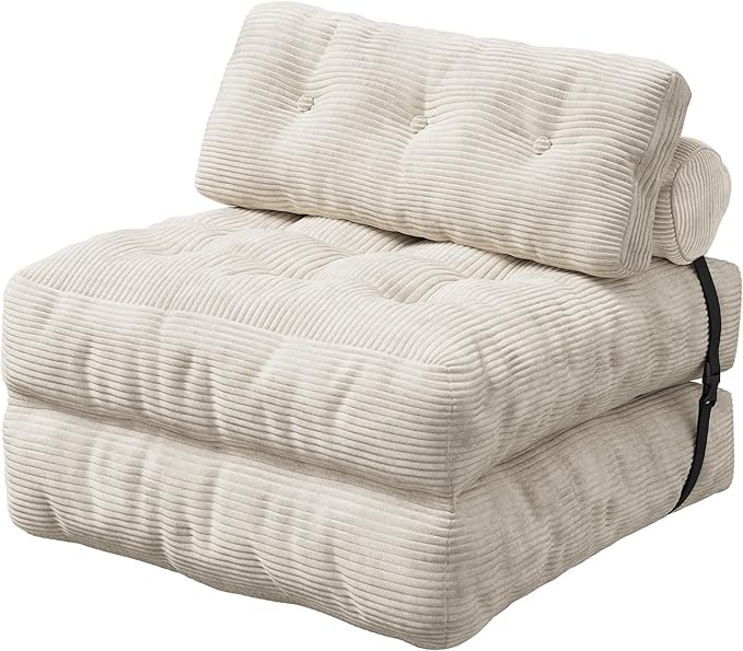 WLIVE Sofa Bed, Bonless Couch, Bean Bag Chairs for Adults, Pull Out Couch, with Pillow, for Living Room Dorm Bedroom, Beige