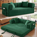 Chorlenimi Boneless Couch Futon Sofa Bed Sectional Couches for Living Room,Cloud Couch with Sleeper Sofa,Sofas for Living Room Oversized Corduroy Upholstered (Green, 81 Inches (with Iron Frame))