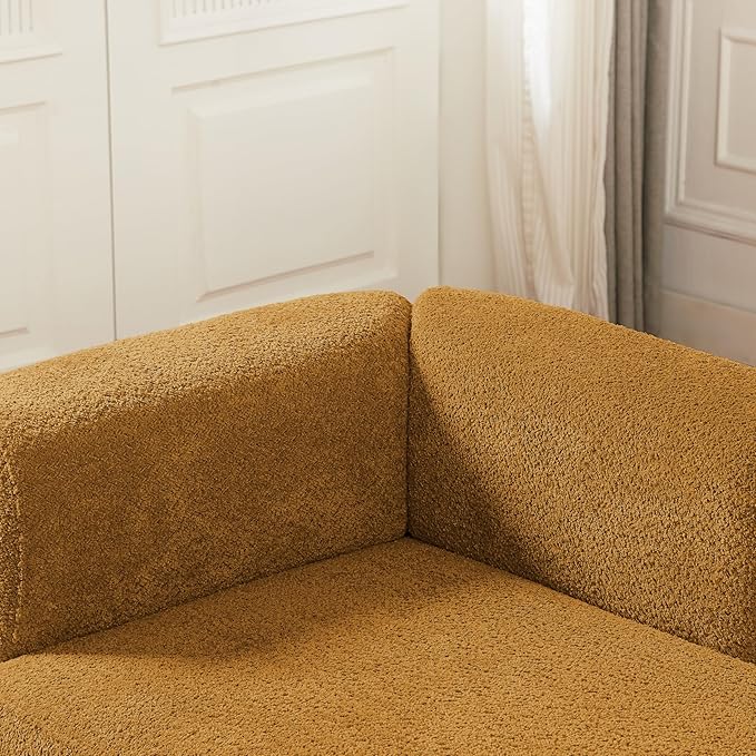 ZEKOKO Boucle Chaise Lounge Chair Indoor Comfy Fluffy Lounge Sofa Upholstered Chaise Lounge Modern Lounge Chair Indoor for Living Room Bedroom Office(Right Hand, Orange)