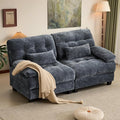 GRAINLLE 67'' Modern Chenille Love Seat Sleeper Cloud Couch Bed,Convertible Cozy Deep Seat Couches with Wide Armrest & Throw Pillows for Living Room,Home,Bedroom(Blue)