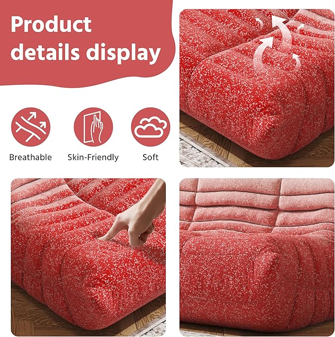 Bean Bag Chair, Fireside Chair, Large Bean Bag Chair for Adults, Bean Bag Chairs for Teens with High-Resilience Foam, Non-Slip Base Floor Lounge Sofa,Living Room (Gradient White-Pink, 3-Seater)