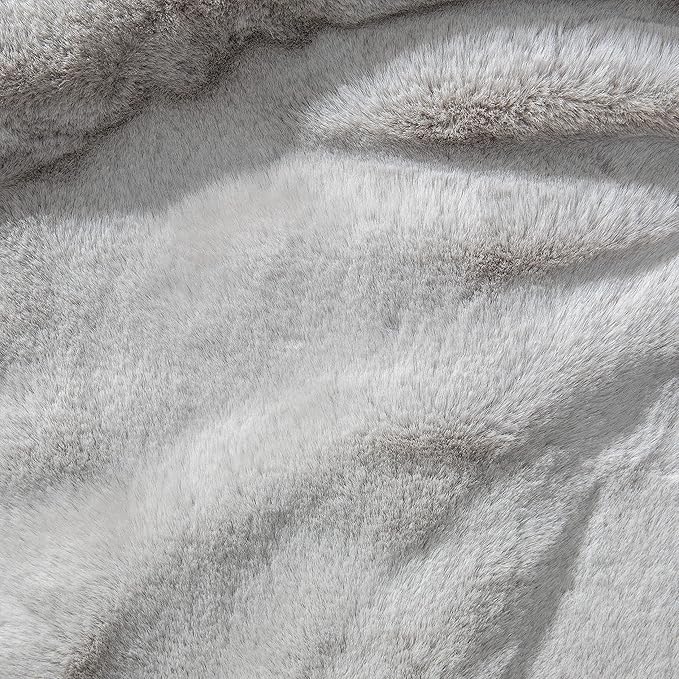 Jaxx 6 Foot Cocoon - 2-in-1 Convertible Bean Bag Bed & Large Bean Bag Chair for Adults - Premium Faux Fur, Silver Rabbit