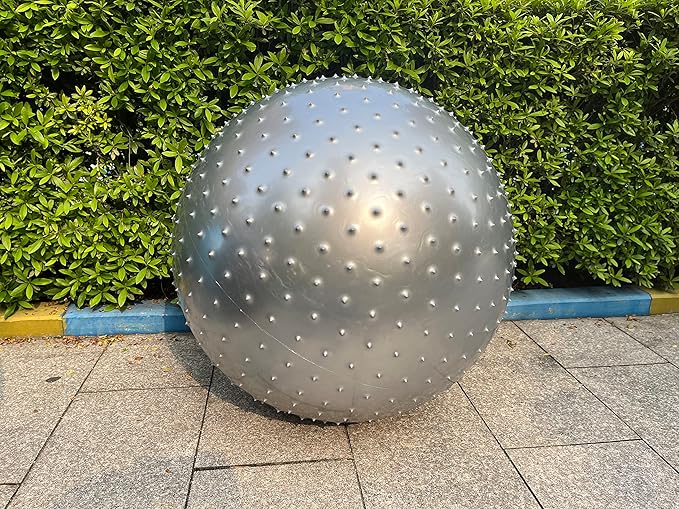 penepico Large Sensory Massage Ball for Kids, 33.5" 85CM Bouncy Exercise Balls, Big Inflatable Balls with Tactile Spikes, Outdoor Play Yoga Balls, Large Beach Ball (2 Set Grey)