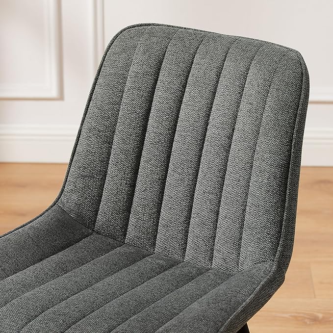 Art Leon Dining Chairs Set of 4, Mid Century Modern Swivel Dining Room Chairs, Fabric Upholstered Armless Side Chairs with Wood Legs for Kitchen Living Room Bedroom, Dark Gray
