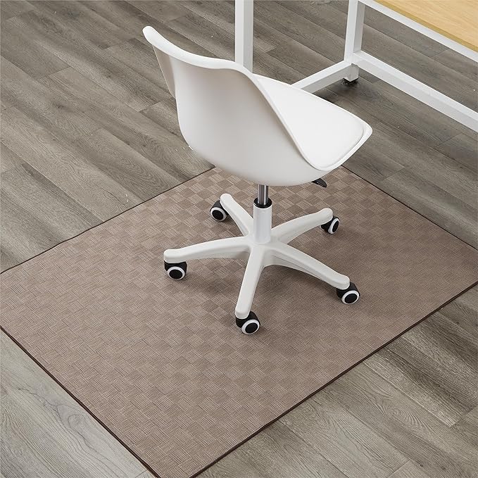 Chair Mat for Hardwood & Tile Floor, 47" x 52" Heavy Duty Office Chair Mat for Rolling Chairs, Anti Slip, Non-Curve, Floor Protector for Home Office, Brown Square