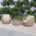 Erotr 3 Pieces Porch Furniture Set: Aluminum Patio Conversation Sofa Set - Assembled Couch Armchair Table Set Cushioned - Hand Woven Rope Chair Set 400 LBS All Weather for Indoor Deck Balcony Hotel