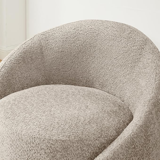 VANOMi 360 Degree Swivel Barrel Chair, Modern Living Room Chairs with Armrest Cozy Reading Chair for Adults, Small Space, Living Room, Camel