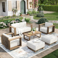 MIXPATIO Outdoor Patio Furniture Set, 7 Piece Outdoor Rattan Wicker Sofa Couch, Conversation Sets with 2 Swivel Sofa, 2 Armchairs, 2 Ottomans and Coffee Table