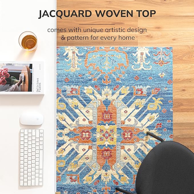 Anji Mountain Rug'd Office Chair Mat for Carpet & Hardwood Floor - Jacquard Woven Top, Anti-Slip Backing, Low Pile, Floor Protector Desk Chair Mat, Office Rugs for Rolling Chairs (40 x 54)