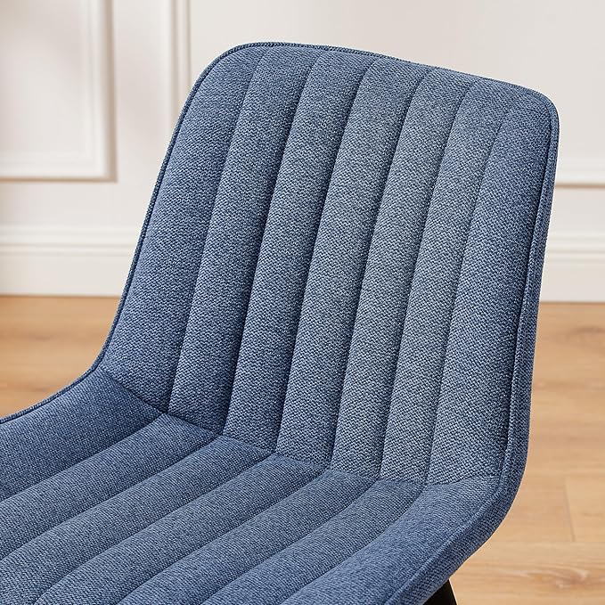 Art Leon Swivel Dining Chairs Set of 2, Mid Century Modern Kitchen Dining Room Chairs, Upholstered Fabric Armless Side Chair with Wood Legs for Living Room Bedroom, Blue