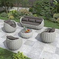 Erotr Aluminum Outdoor Seating Set: 5 Pieces Woven Rope Patio Conversation Set - Metal Sofa Set Cushioned Assembled - Modern Couch Porch Furniture for Deck Lanai Balcony Yard Poolside Hotel Resort