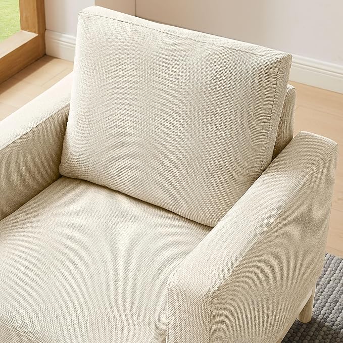 VANOMi Oversized Accent Chair for Living Room, Modern Upholstered Reading Armchair for Bedroom, Comfy Chair for Apartment, Single Sofa for Small Space with Rubberwood Base