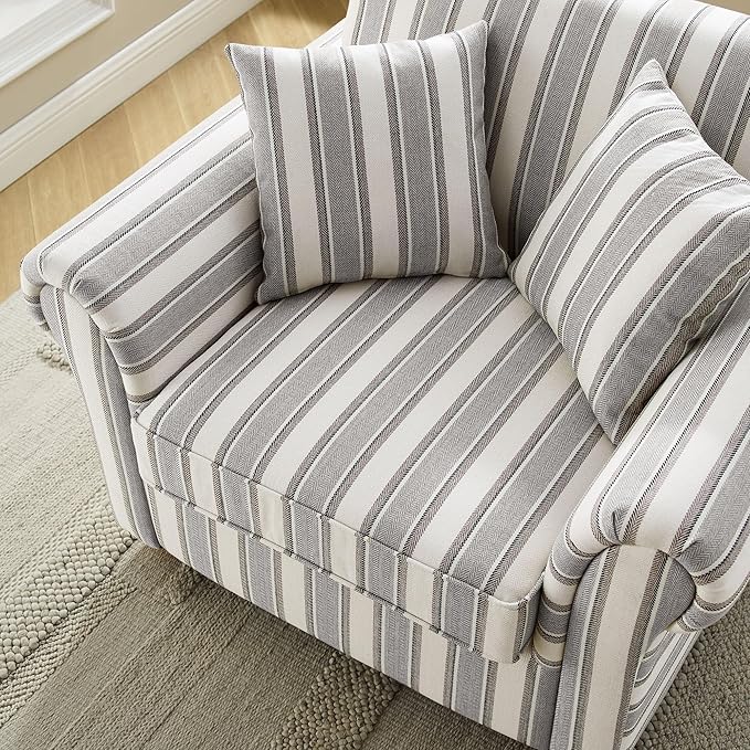VANOMi 40" W Oversized Accent Chair, Oversized Reading Chair for Living Room, Comfy Reading Nook Chairs for Bedroom, Upholstered Large Chair Armchair Single Sofa for Small Space (Gray Stripe)