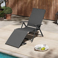 VredHom Patio Chaise Lounge Outdoor Adjustable Folding Lounge Chair Recliner with 8 Adjustable Backrest Positions for Pool Beach Yard, Textliene & Brown Aluminum Frame