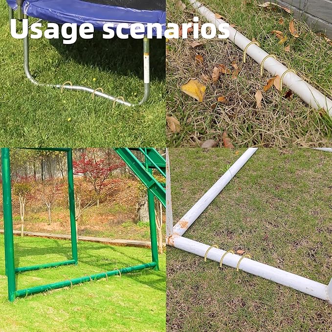 22 Pack 12 Inch Rebar Stakes Anti-Rust Galvanized Steel U Shape Hook Strong Ground Anchors for Tents, Position Kits, Fences, Trampolines Landscape Fabric for Farm Garden
